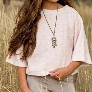 Joyfolie sweater Top in Misty Rose- Mia Joy